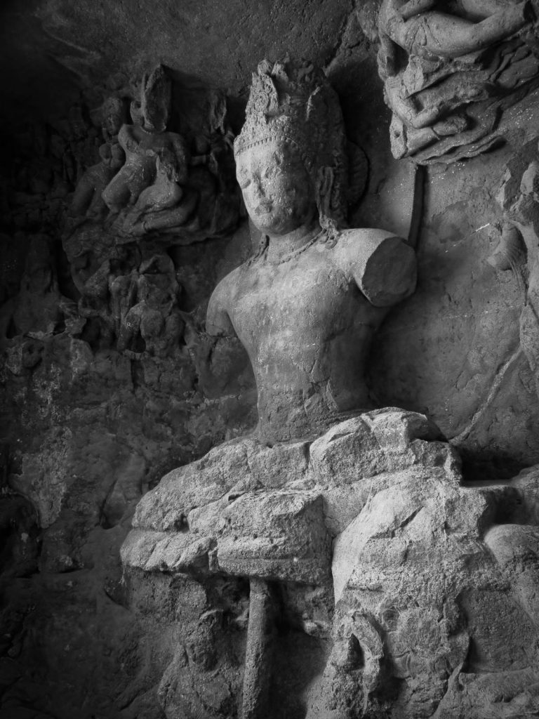 Elephanta Caves - Relief God Sculpture 1